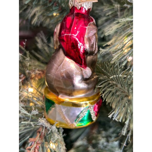 Vintage Thomas Pacconi Circus Elephant Ornament Handpainted Glass READ - Picture 2 of 5